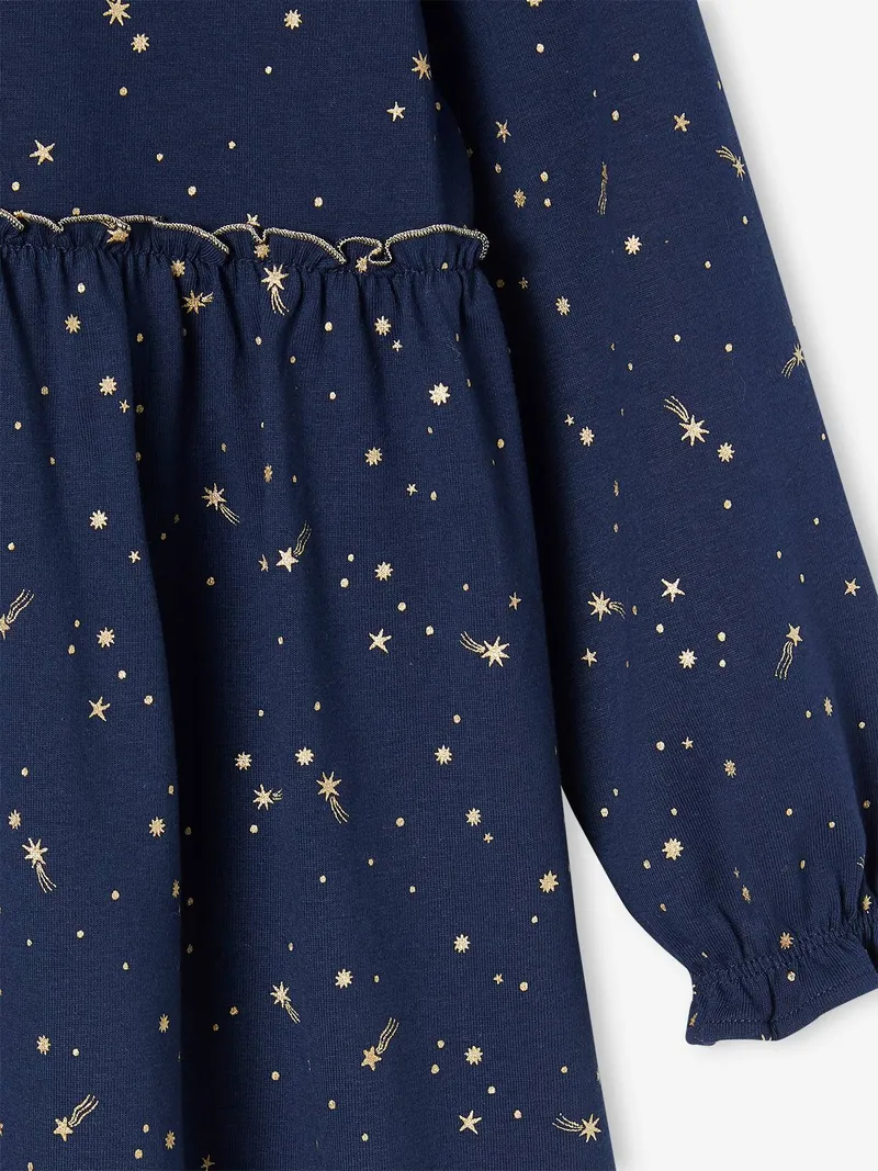 Vertbaudet Festliches Mädchen Kleid mit Glanzsternen, Marine, – Produktbild 3 von 3