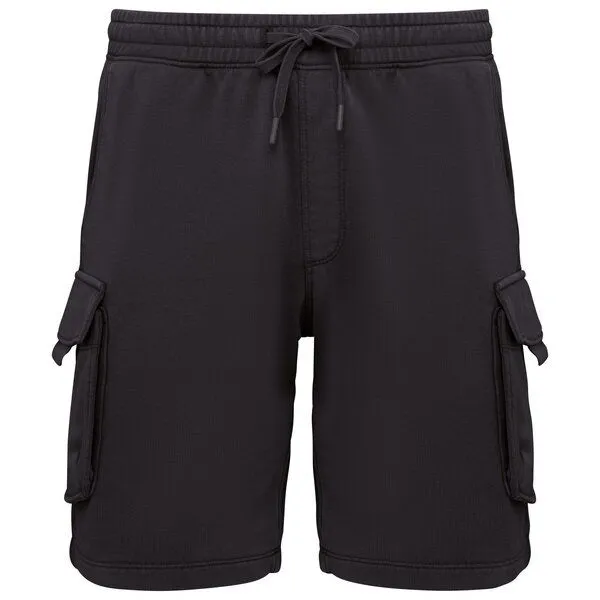Greenspired Greenspired Umweltfreundliche ausgewaschene French Terry Cargo-Shorts 300g/m² XS-3XL, Verwaschenes schwarz, – Produktbild 1 von 3