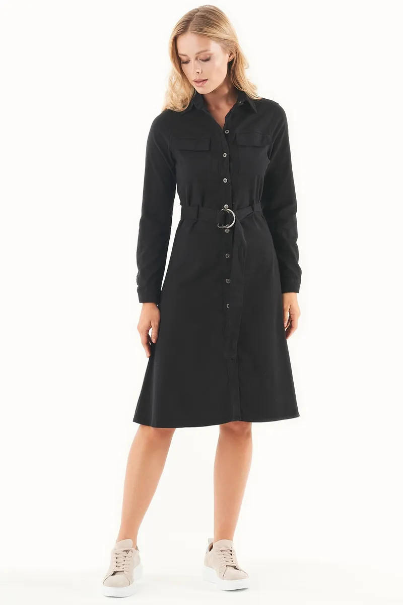 ORGANICATION ORGANICATION Damen vegan Hemdkleid Bio-Baumwollmischung Schwarz, Schwarz, – Produktbild 2 von 2