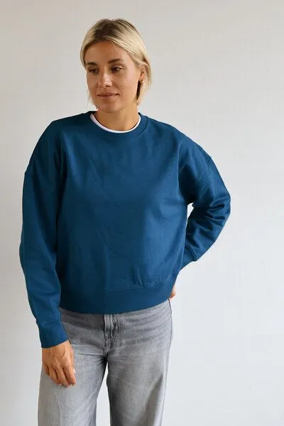 Kultgut Kultgut Goodness Sweater 100% Bio-Baumwolle - Ein schöner Allrounder im Boxistyle, Petrol, – Produktbild 3 von 4
