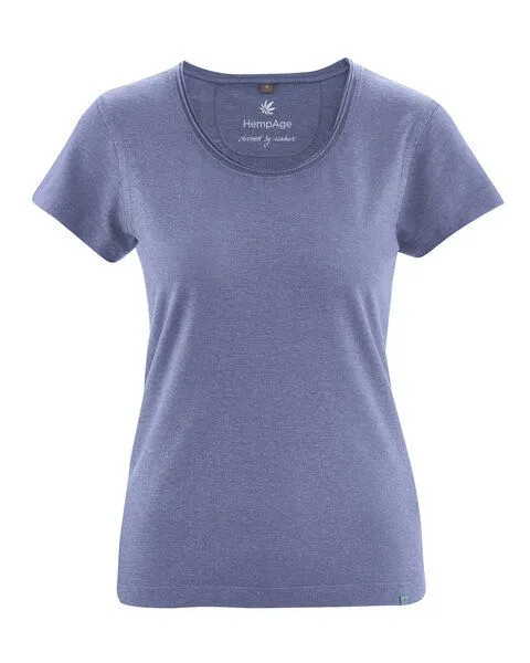 HempAge HempAge Damen T-Shirt mit Rollsaum Hanf/Bio-Baumwolle, Lavender, – Produktbild 1 von 4