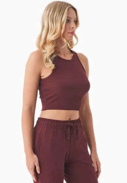 ORGANICATION ORGANICATION SONNIA | Cropped Rib Top aus Bio-Baumwolle, Bordeaux, – Produktbild 2 von 4