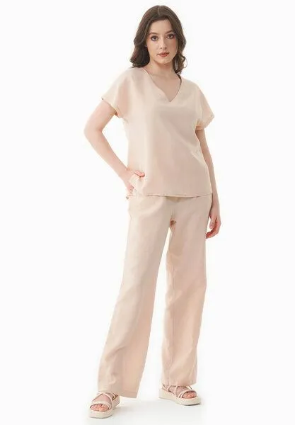 ORGANICATION ORGANICATION Bluse aus TENCEL Lyocell und Leinen, Beige(soft beige), – Produktbild 2 von 4