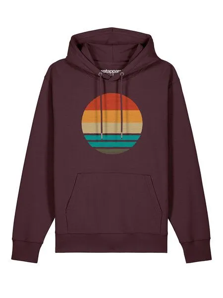 watapparel watapparel Hoodie Unisex Retro Sunset Ocean, Red brown, – Produktbild 2 von 4