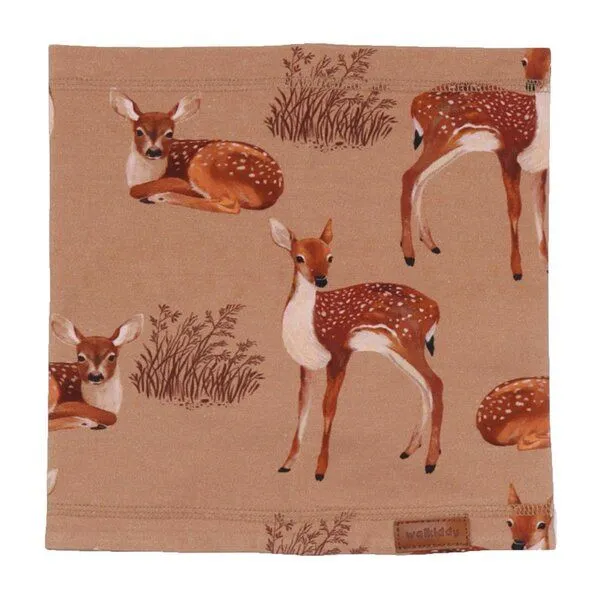 Walkiddy Babyschal Bio-Baumwolle GOTS braun Little Fawns, weiches Halstuch für empfindliche Babyhaut, atmungsaktiv, elastisch, wendbar, nachhaltiges Accessoire für Babys von Walkiddy – Produktbild 1 von 2