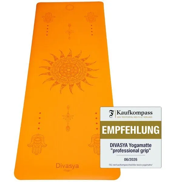 Divasya Divasya Yogamatte Naturkautschuk | rutschfester japanischer Grip | 6 Farben | Gurt & Hülle, Orange sun, – Produktbild 3 von 4