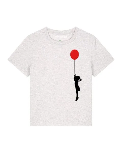 watapparel watapparel T-Shirt Frauen Mädchen mit Luftballon (print), Cool heather grey, – Produktbild 1 von 4