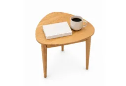 HOOZ Beistelltisch Bambus Sofatisch Dreieck abgerundet Natur – Couchtisch 42 x 41,5 cm (Einzelartikel, 1-St., bestehend aus einem Kaffeetisch), Stilvoller Satztisch aus Bambus für Wohnzimmer und Schlafzimmer – Produktbild 1 von 1