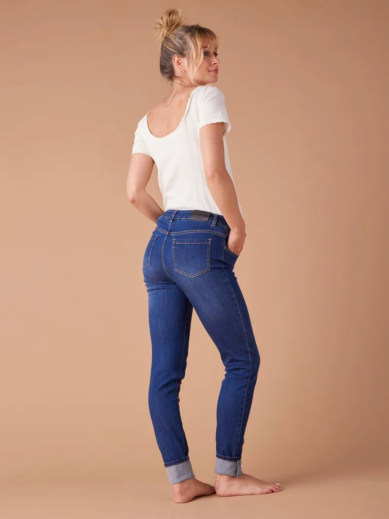 Envie De Fraise Umstandsjeans Skinny-Fit mit abnehmbarem Einsatz ENVIE DE FRAISE Bundweite verstellbar, Dark blue, – Produktbild 3 von 4