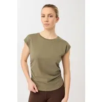 mandala MANDALA Damen vegan Top Side Ruffled Khaki – Produktbild 1 von 1