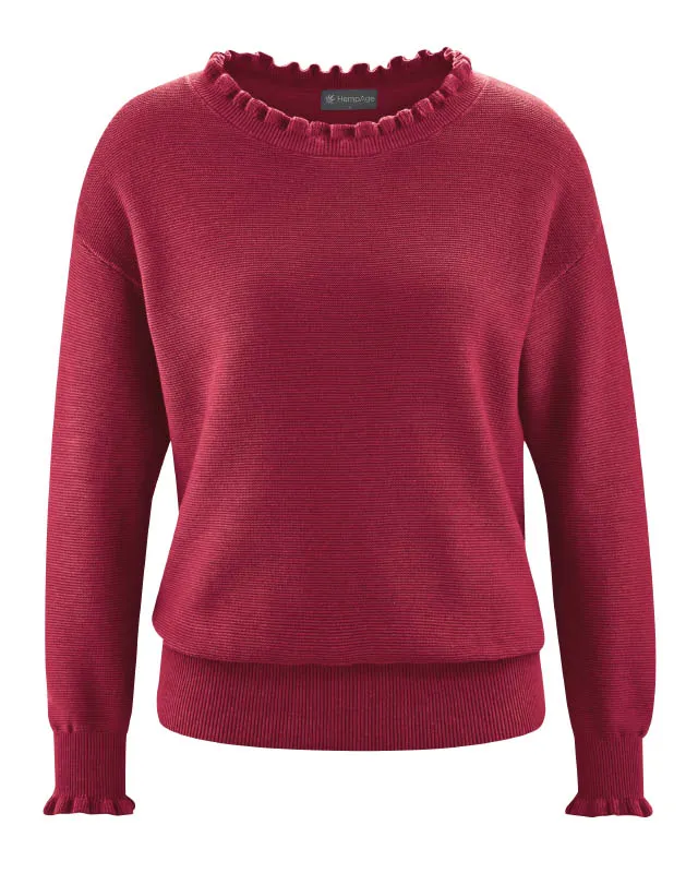 HempAge Hempage Damen vegan Strickpullover Elegant Cuvee In Rot, Rot, – Produktbild 2 von 2