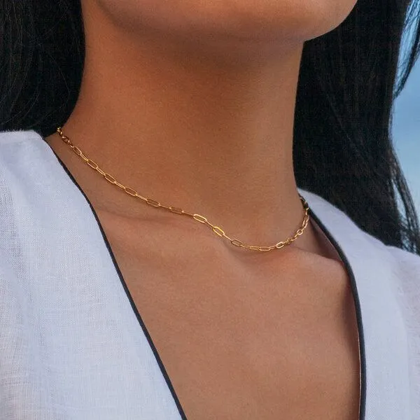 ALEXASCHA ALEXASCHA Dünne Gliederkette mit ovalen Gliedern | silber, gold, roségold | 18k Vergoldung, Gold, – Produktbild 1 von 6
