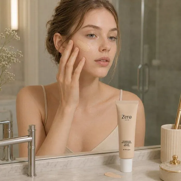 Zero Skin Zero Skin Foundation mit Peptiden, 05 Fair Neutral - 30 ml, hydratisierend mit Hyaluronsäure & Aloe Vera, 05 fair neutral, – Produktbild 2 von 4