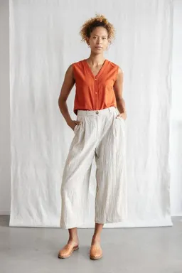 Jyoti - Fair Works Jyoti - Fair Works Baumwoll Culotte Awasi Grau-Weiß – Produktbild 1 von 1
