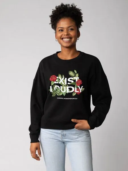 watapparel watapparel Sweatshirt Frauen Exist Loudly, Black, – Produktbild 3 von 3