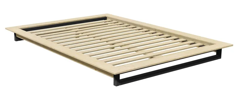 OTTO home Futonbett Kobe, Massivholzbett aus Kiefer im Industrial Design, 200 KG belastbar (Liegefläche 140x200cm), stabiles Kufengestell, rundum Ablagefläche, FSC, Made in Europe, Beige|schwarz, – Produktbild 5 von 5