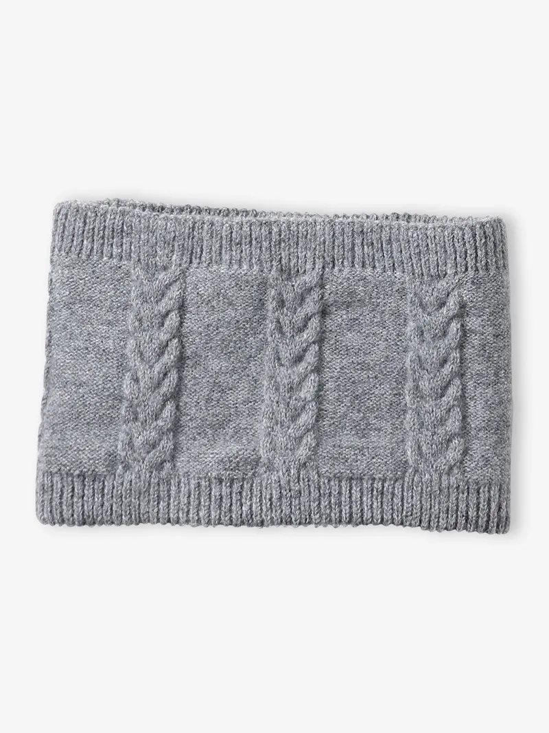 Vertbaudet Baby-Set aus Mütze mit Ohrklappen, Grau meliert, – Produktbild 4 von 4