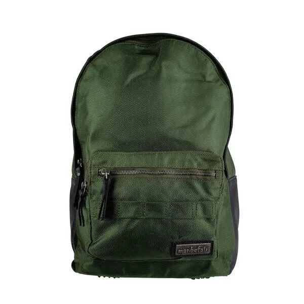 manbefair manbefair City Rucksack Bergen aus recyceltem Nylon Gewebe und Rinds-Leder, Grün, – Produktbild 1 von 4