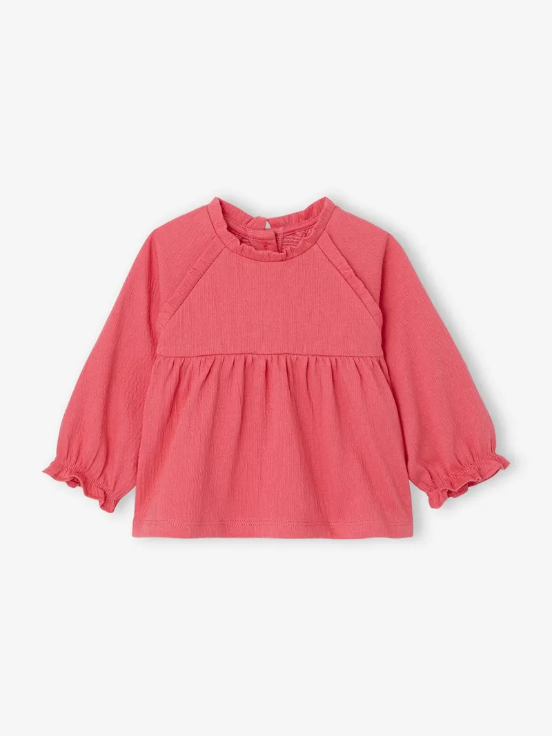 Vertbaudet Baby Langarm-Blusenshirt mit Volantkragen granatapfel, Granatapfel, – Produktbild 1 von 3