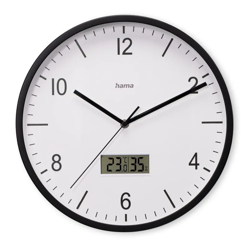 Hama Hama Funkwanduhr "Lanzarote", m. Thermometer/Hygrometer, Ø 35cm, ohne Ticken, SW – Produktbild 5 von 5