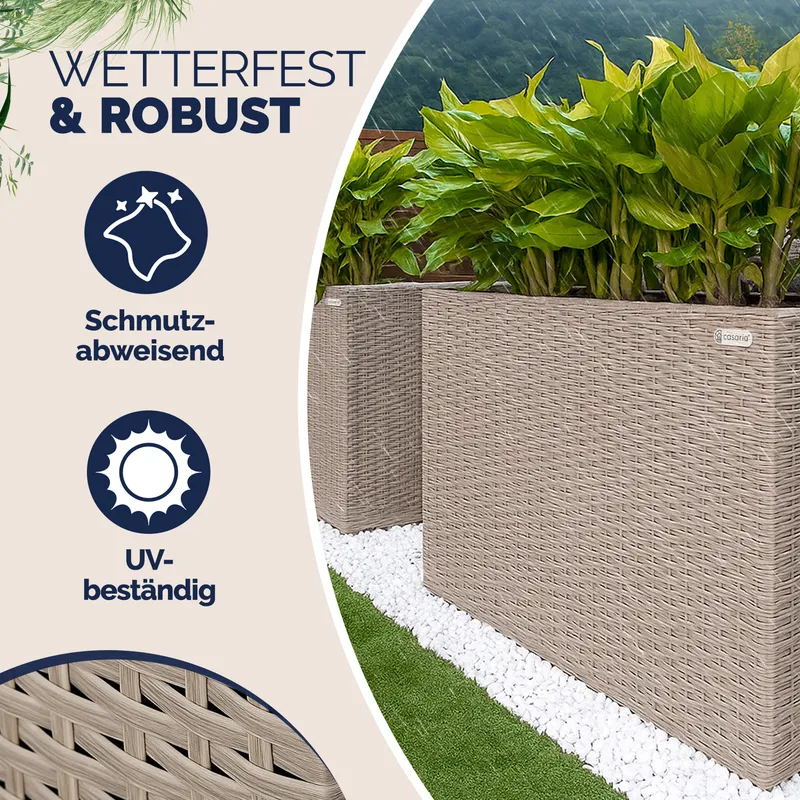 Casaria® Polyrattan Blumenkasten Creme 95x27x60cm, Creme, – Produktbild 2 von 2