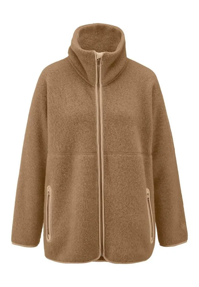 hessnatur hessnatur Fleecejacke Oversized aus reiner Bio-Merinowolle (1-St), Braun, – Produktbild 2 von 5