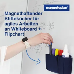 magnetoplan magnetoplan Stifteköcher "ecoAware" MEDIUM 130 x 100 x 60 mm, RC-PET Filz dunkelblau – Produktbild 1 von 1