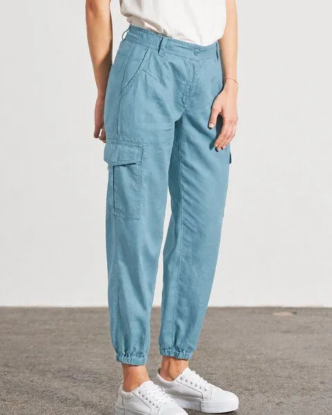 HempAge HempAge Sportliche Cargohose Damen Hanf/Biobaumwolle, Wave(blau), – Produktbild 1 von 4