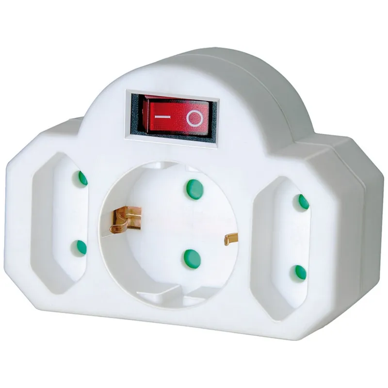 Brennenstuhl brennenstuhl Adapterstecker Euro 2 mit 1 Schutzkontaktadapter, mit Schalter, weiß – Produktbild 3 von 3