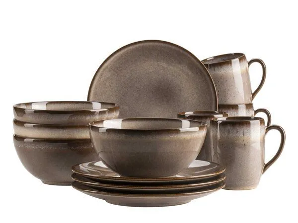 Mäser Mäser Frühstücksset 12-tlg. "Smoky's" Steinzeug, Braun, – Produktbild 2 von 5