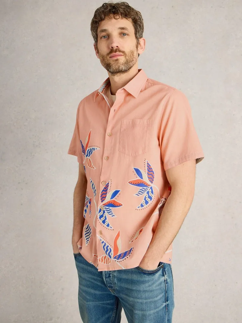 White Stuff Hemd Finsbury mit Blätterprint - XL, Rosa print, – Produktbild 3 von 4