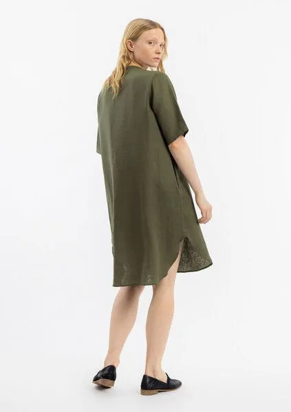 Rotholz Rotholz Kleid - Kaftan - aus einem Baumwolle/Leinen-Mix, Dark olive (grün), – Produktbild 1 von 4