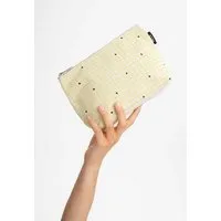 MELA Große Kosmetiktasche | von MELA | Fairtrade & GOTS zertifiziert, Greige / grid print, – Produktbild 1 von 1