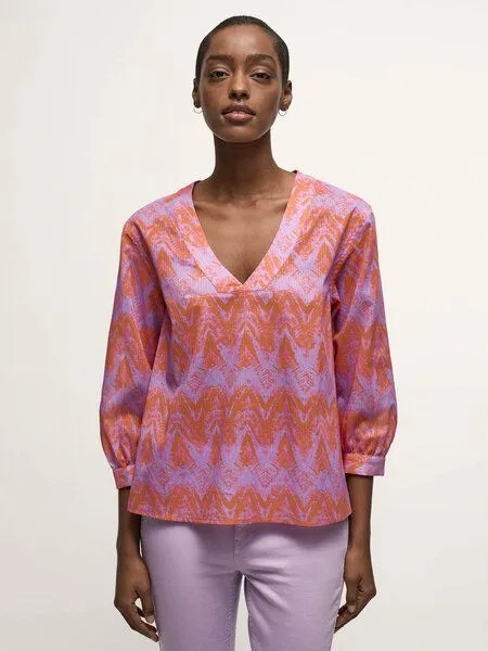 LANIUS LANIUS Bluse Print Wild Waves aus Bio-Baumwolle, Mandarine, – Produktbild 1 von 4