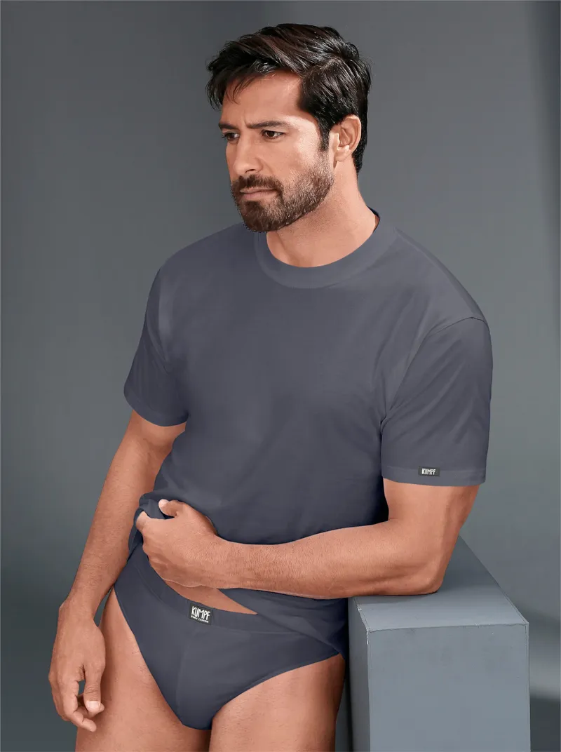 Kumpf Shirt mittelgrau + weinrot, Mittelgrau + weinrot, – Produktbild 1 von 2