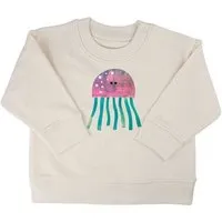 MelaDi Meladi Kinder Baby - Sweater aus Biobaumwolle - Qualle auf Natural Raw, Weiß, – Produktbild 1 von 1