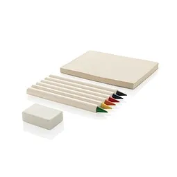 XD Collection Micki GRS 6-tlg. Infinity-Buntstifteset mit Notizblock, weiß – Produktbild 1 von 1