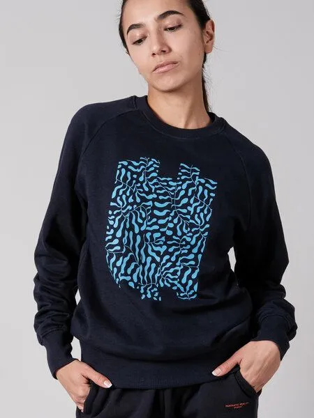 FANTASTIC REALITY STUDIOS Fantastic Reality Studios The Ocean Raglan Sweatshirt – Bio-Baumwolle, Unisex, Blau, – Produktbild 2 von 4