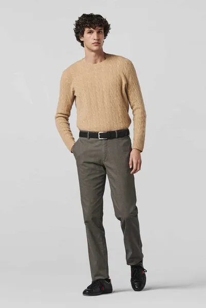 Meyer MEYER GLENCHECK BAUMWOLL CHINO, Braun (taupe), – Produktbild 2 von 4