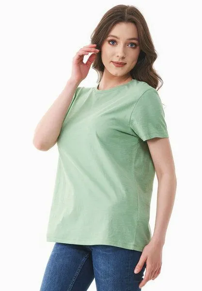 ORGANICATION ORGANICATION Damen Basic T-Shirt aus Bio-Baumwolle, Matcha green, – Produktbild 4 von 4
