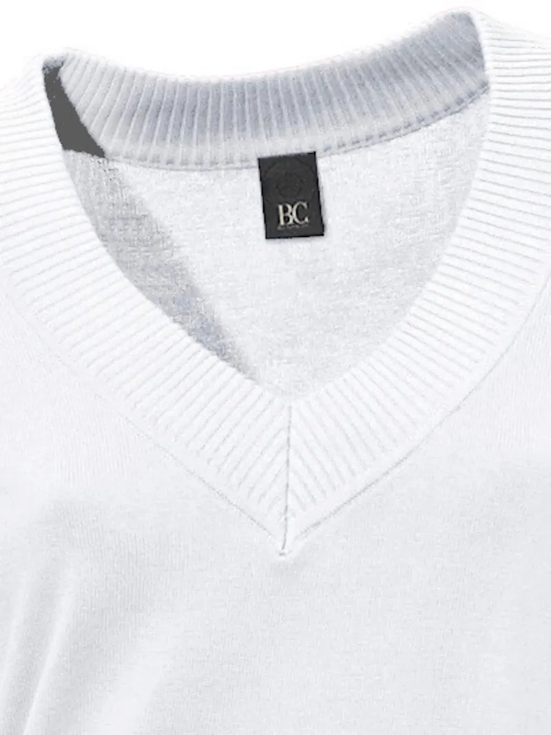 heine V-Ausschnitt-Pullover weiß, Weiß, – Produktbild 1 von 2