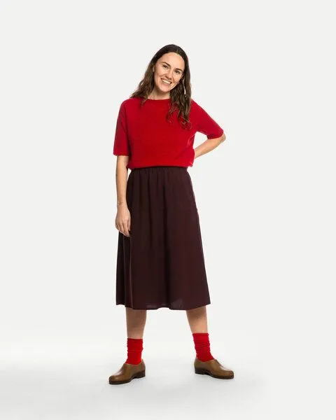 MATONA Matona T-Shirt | Pointelle T-Shirt | aus extrafeiner Merinowolle | GOTS-zertifiziert, Bright red, – Produktbild 3 von 4