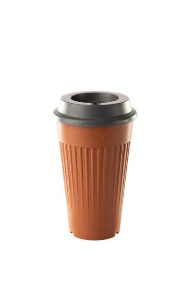 reMAIN reMAIN MAINcup - 4 St. nachhaltige Mehrweg-Trinkbecher 400 ml aus recyceltem Kunststoff – Bruchfest, Spülmaschinenfest & Stapelbar – Perfekt für Cocktails, Kinder, Gastro & Outdoor, Ockerbraun, – Produktbild 1 von 4