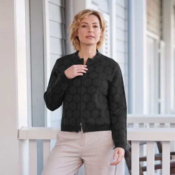 CON_STANT CON_STANT Zipper Strickjacke 100% Merinowolle (kbT), Black, – Produktbild 1 von 2