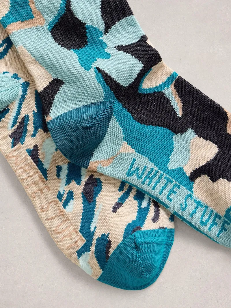 White Stuff 2er-Pack Socken Abstrakt - 39-41, Blaugrün multi, – Produktbild 2 von 2