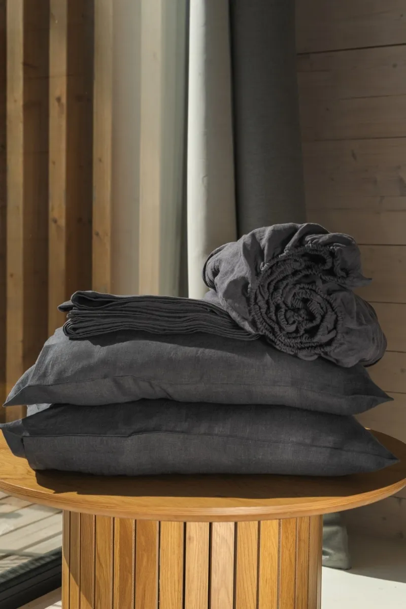 AmourLinen AmourLinen unisex vegan Set Bettlaken Holzkohle, Dunkelgrau, – Produktbild 2 von 2