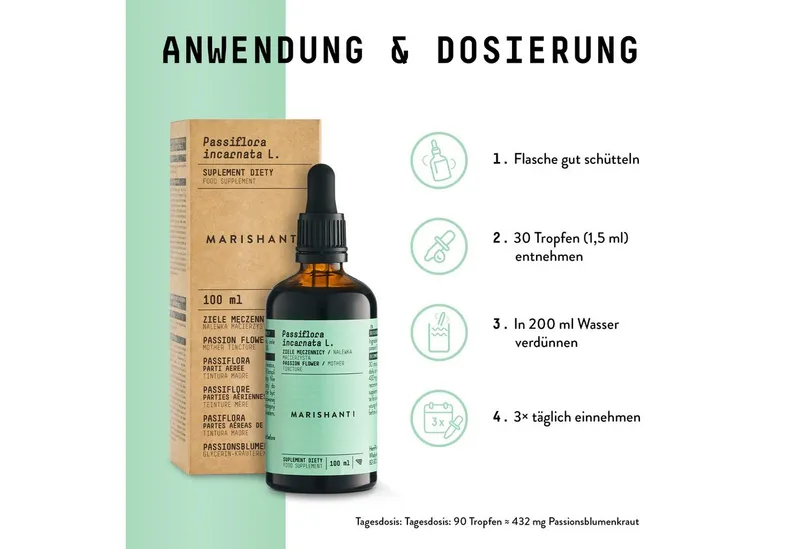 Marishanti Marishanti Passionsblume Extrakt – alkoholfreie Tropfen, als pflanzliche Tinktur aus (Passiflora incarnata) à 100 ml, – Vegan – Produktbild 3 von 5