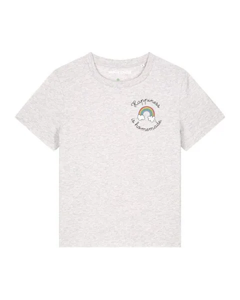 watapparel watapparel T-Shirt Frauen Happiness is homemade, Cool heather grey, – Produktbild 1 von 3