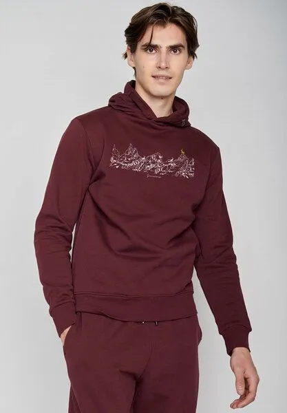 GreenBomb GREENBOMB Nature Goats Family Star - Kuschliger Hoodie aus Bio-Baumwolle / hochwertiger Print / Fair & Vegan, Rot (velvet rain), – Produktbild 1 von 4