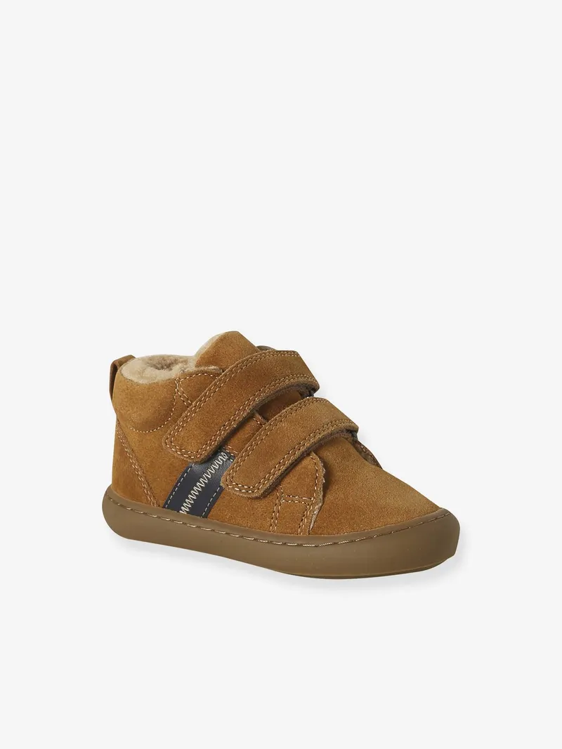 Vertbaudet Baby Mid-Sneakers aus Leder mit Klett, Hellbraun, – Produktbild 1 von 4